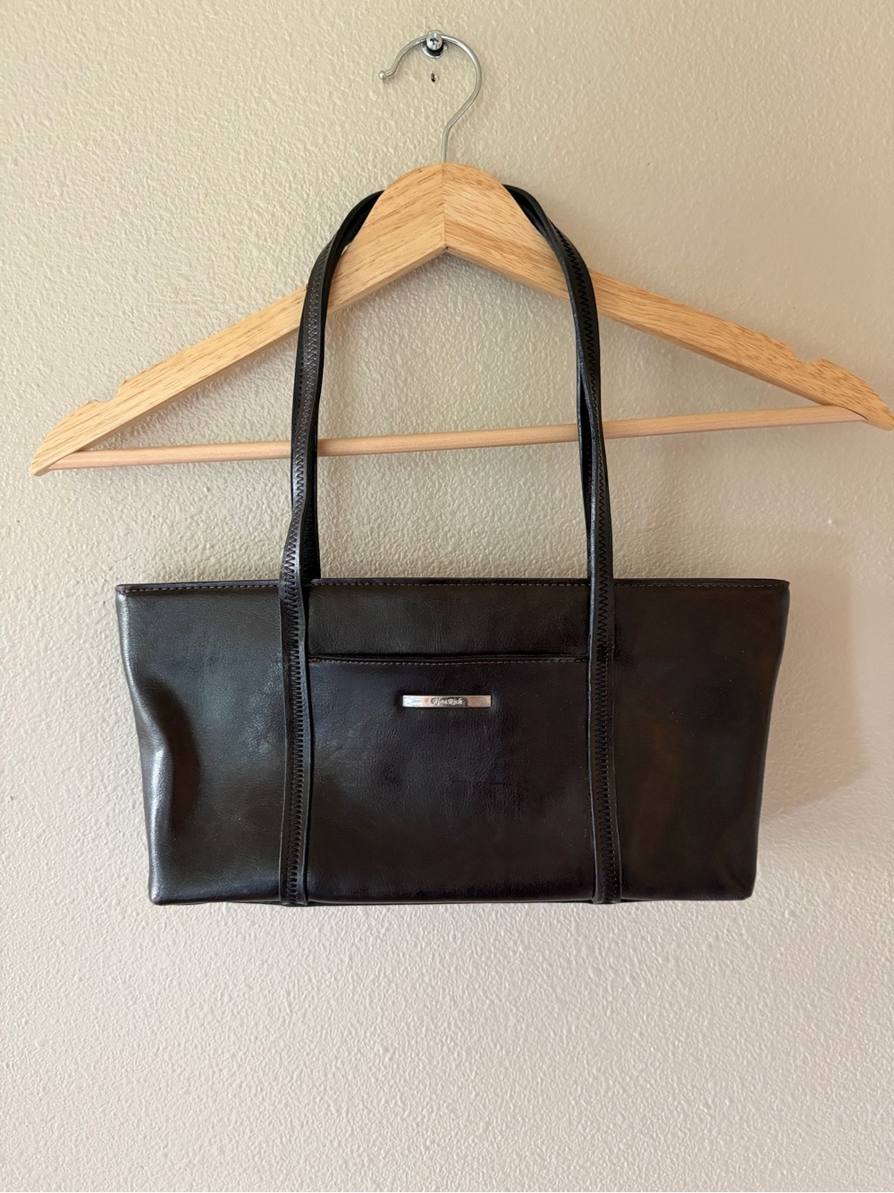 Rina Rich Vintage Y2K Baguette-Style Deep Brown Faux Leather Shoulder Bag